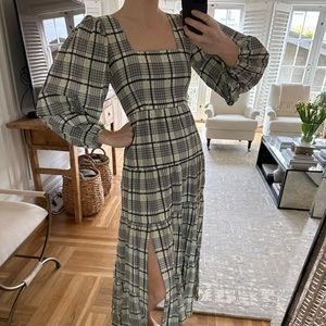 Plaid Puffy Sleeve Dress